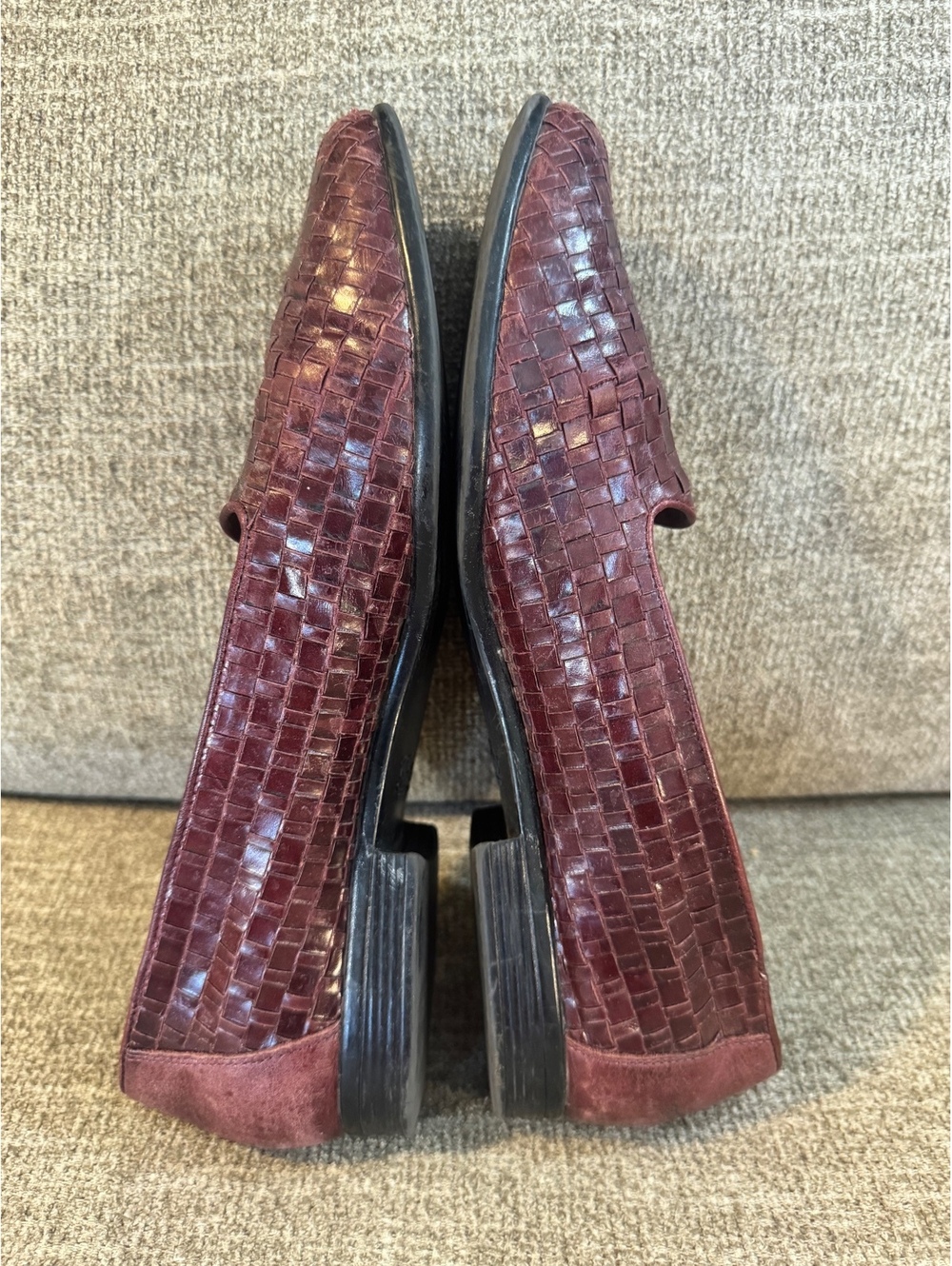 Trotters Liz III Burgundy Woven Leather Loafers Flats size 10 - Picture 4 of 10